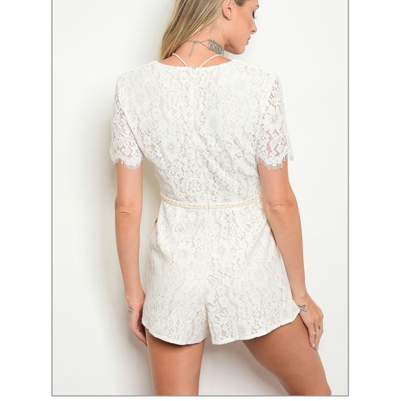 NWT Floral Ivory White Lace Summer Romper - Picture 2 of 4